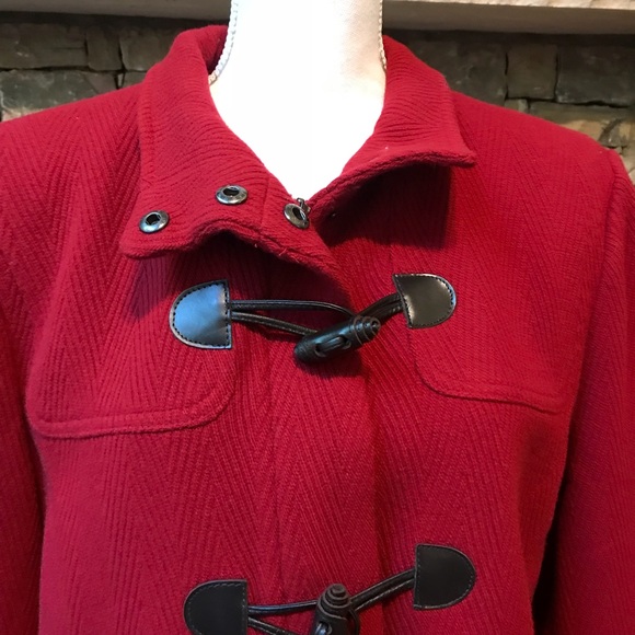 NWOT Talbots Red Pea Coat Size 16 - Picture 2 of 8